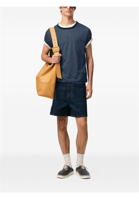 t-shirt striped mercerized uomo inchiostro e bianca AMI PARIS | HTS367.JE0212A044